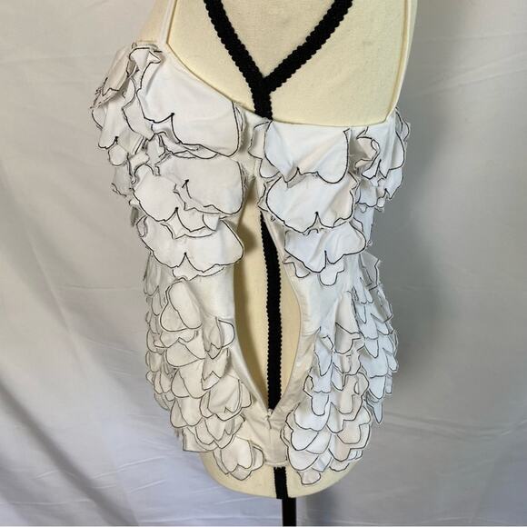 Cynthia Steffe Women's White Flower Petal Shirt Tank Top Size Small Maximalism - Picture 5 of 12